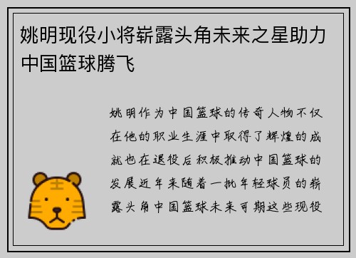 姚明现役小将崭露头角未来之星助力中国篮球腾飞